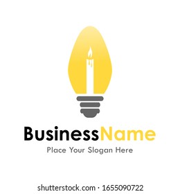 Candle lamp vector logo template. Suitable for business and web