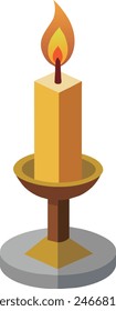 a candle lamp with a yellow base illustration vector