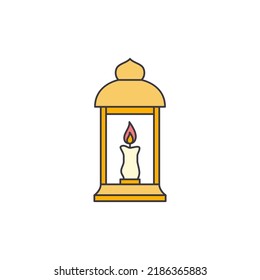 candle in lantern icon in color, isolated on white background 