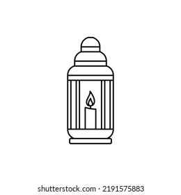 candle in lantern icon in line style icon, isolated on white background