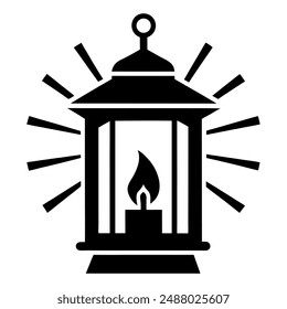 A candle lantern with light rays vector illustration.