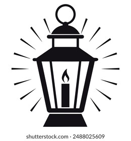 A candle lantern with light rays vector illustration.
