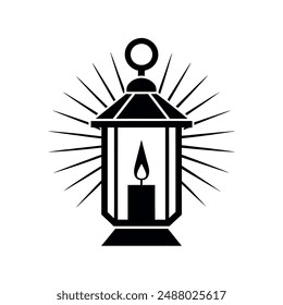A candle lantern with light rays vector illustration.