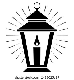 A candle lantern with light rays vector illustration.