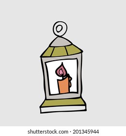 Candle lantern vintage cartoon character