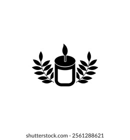 Candle with leaf icon logo vector. beauty icon vector. makeup cosmetic icon vector