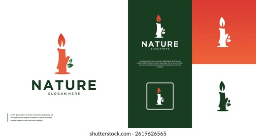 candle and leaf logo, recycling symbol, ecology, nature product, vector design.
