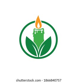 Candle leaf vector logo design. Eco candle logo design concept.