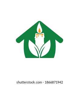 Candle leaf vector logo design. Eco candle spa logo design concept.