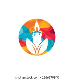 Candle leaf vector logo design. Eco candle logo design concept.