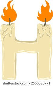 Candle Letter Alphabet Vector Element H