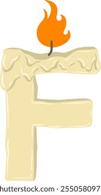 Candle Letter Alphabet Vector Element F