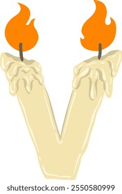 Candle Letter Alphabet Vector Element V
