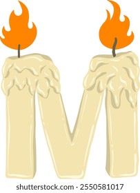 Candle Letter Alphabet Vector Element M
