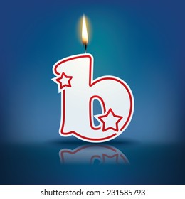 Candle letter b with flame - eps 10 vector illustration