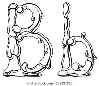 Candle letter B  - vector illustration isolated on white, stylized as engraving