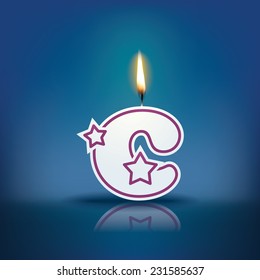 Candle letter c with flame - eps 10 vector illustration