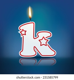 Candle letter k with flame - eps 10 vector illustration