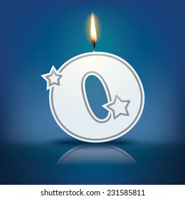 Candle letter O with flame - eps 10 vector illustration