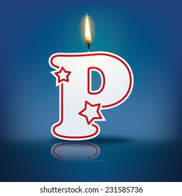 Candle letter P with flame - eps 10 vector illustration svg