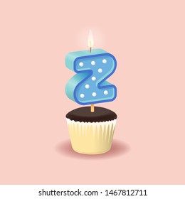 Candle Letter U On A Pink Background. Set For Candy Bar. Font For Happy Birthday Celebration. Realistic Collection for Children's Party. Baby Shower. Muffin With Candle. 3D Sweet Alphabet
