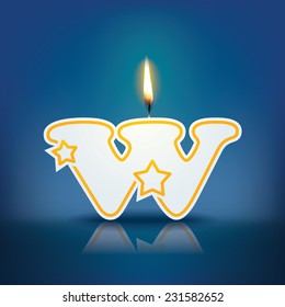 Candle letter w with flame - eps 10 vector illustration