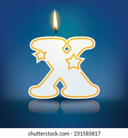 Candle letter X with flame - eps 10 vector illustration
