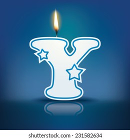 Candle letter Y with flame - eps 10 vector illustration