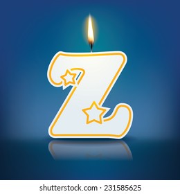 Candle letter Z with flame - eps 10 vector illustration