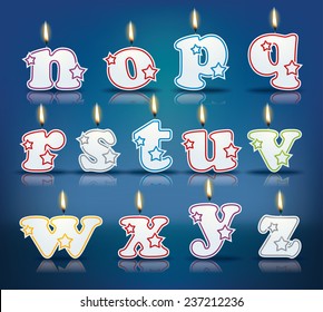 Candle letters from n to z with flames - eps 10 vector illustration svg