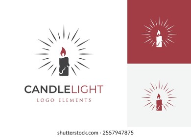 Candle Light brightness logo icon design vintage retro style for bright life Vector logo template