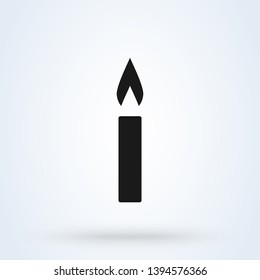 candle light burn flat style. icon isolated on white background. Vector illustration 