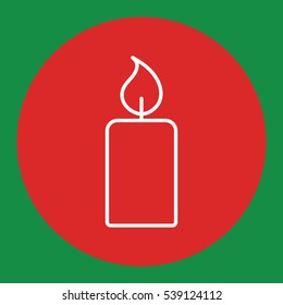 candle light burn wax line white icon in red circle