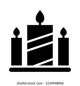 candle light celebration Xmas black solid icon.