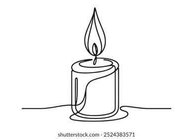 Candle light continuous one line drawing art.