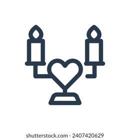 Candle Light Dinner Vector Icon Illustration for Intimate Dinners