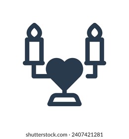 Candle Light Dinner Vector Icon Illustration for Intimate Dinners