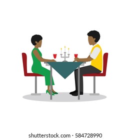 Candle Light Dinner Vector Illustration