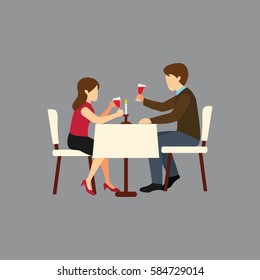 Candle Light Dinner Vector Illustration