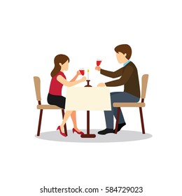 Candle Light Dinner Vector Illustration