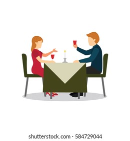 Candle Light Dinner Vector Illustration