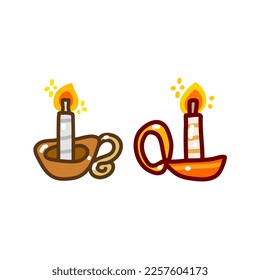 doodle de luz de velas fondo aislado