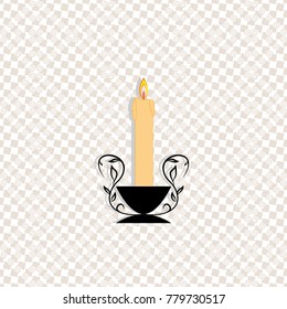 Candle light. Fashion romantic graphic design flat element. Modern stylish symbol birthday, love, holiday, romantic dinner. Colorful template for prints, textiles, logo, etc. Vector illustration