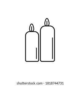Candle light with flame line icon for birthday, religion, memorial use logo on white background