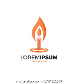 Candle Light Flame Logo Design Vector Illustration