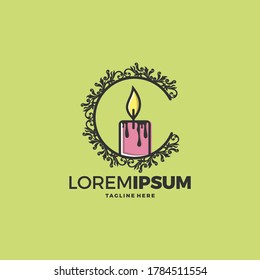 Candle Light Flame Logo Design Vector Illustration