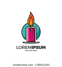 Candle Light Flame Logo Design Vector Illustration