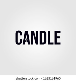 candle light flame logo negative space in candle letter vector illustration