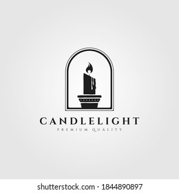 candle light flame logo vector illustration design, vintage candle logo design