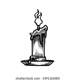 Candle Light, Hand Drawn Illustration, Isolated Vector